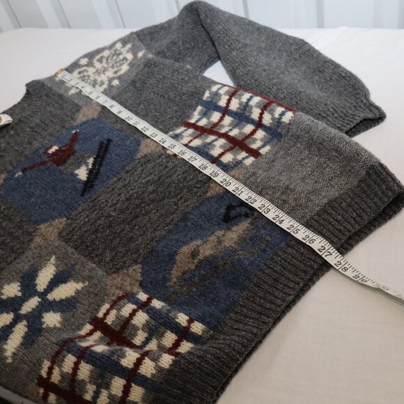 Field Gear Vintage Men's Sweater Winter Ski Theme 100% Wool Size Large Tall Gray - Picture 7 of 7